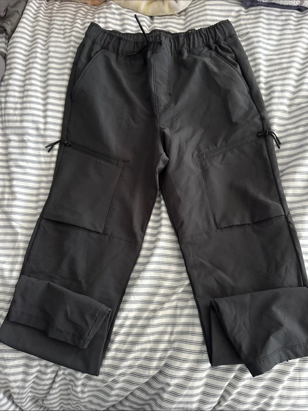 Boys Charcoal Utility Cargo Pants - Elastic Waist old navy xl 14/16